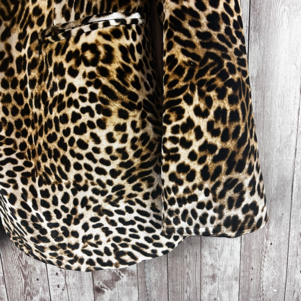 Libby Edelman Leopard Print Faux Fur Notch Collar Blazer Size Medium - Picture 7 of 8